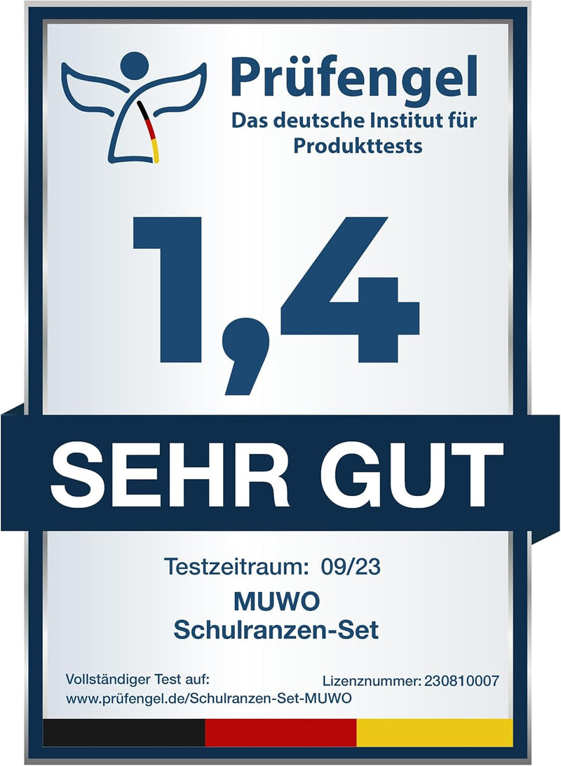 MUWO Kinder Schulranzen Set 5tlg. ergonomischer leichter Schulrucksack mit Sporttasche, Turnbeutel,