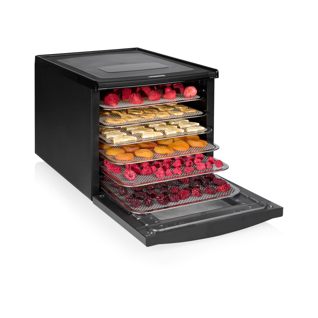 Princess Food Dehydrator mit 6 Edelstahl-Einschüben, Einstellbare Temperatur, Touchscreen, Timer bis