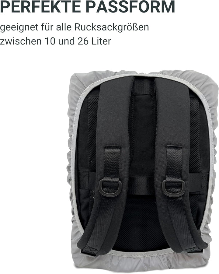 FUCHS & REBELL® Reflektierender + Wasserdichter Regenschutz für Rucksäcke, Schulranzen, Backpack, Sc
