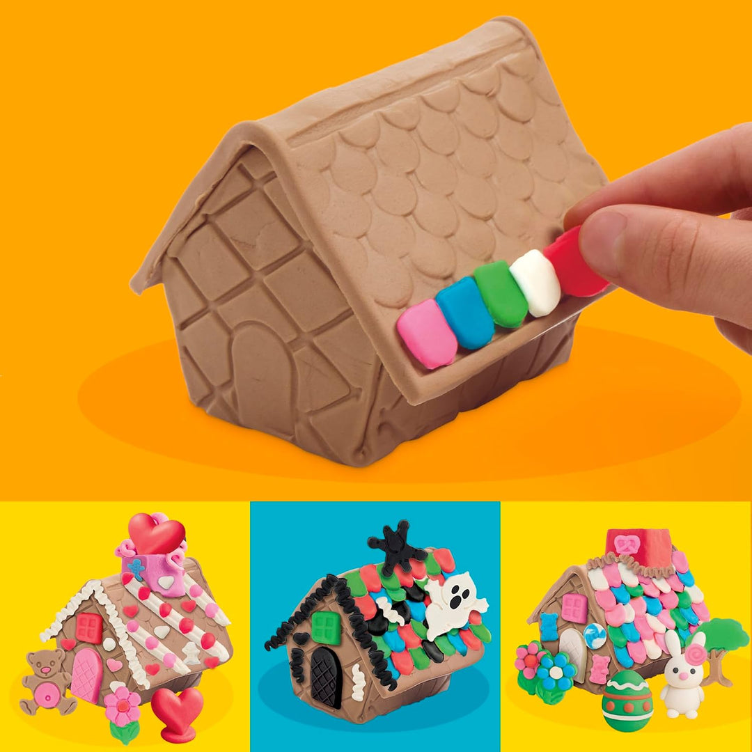 Play-Doh Builder Mini Lebkuchenhaus, Bauset zum Kneten &amp; Spielen, Set für alle Jahreszeiten mit 8 Do