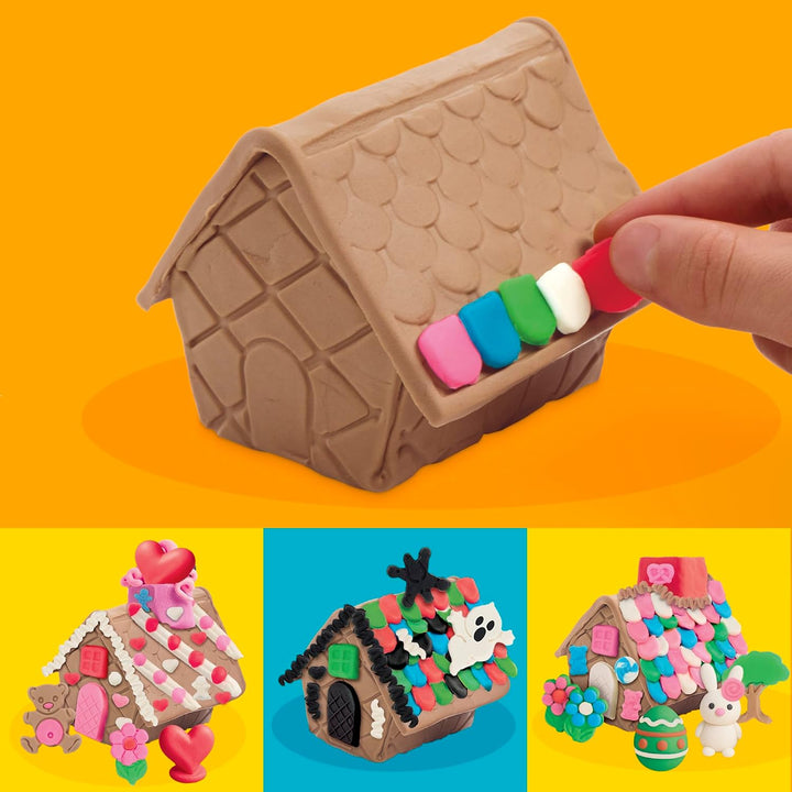 Play-Doh Builder Mini Lebkuchenhaus, Bauset zum Kneten &amp; Spielen, Set für alle Jahreszeiten mit 8 Do