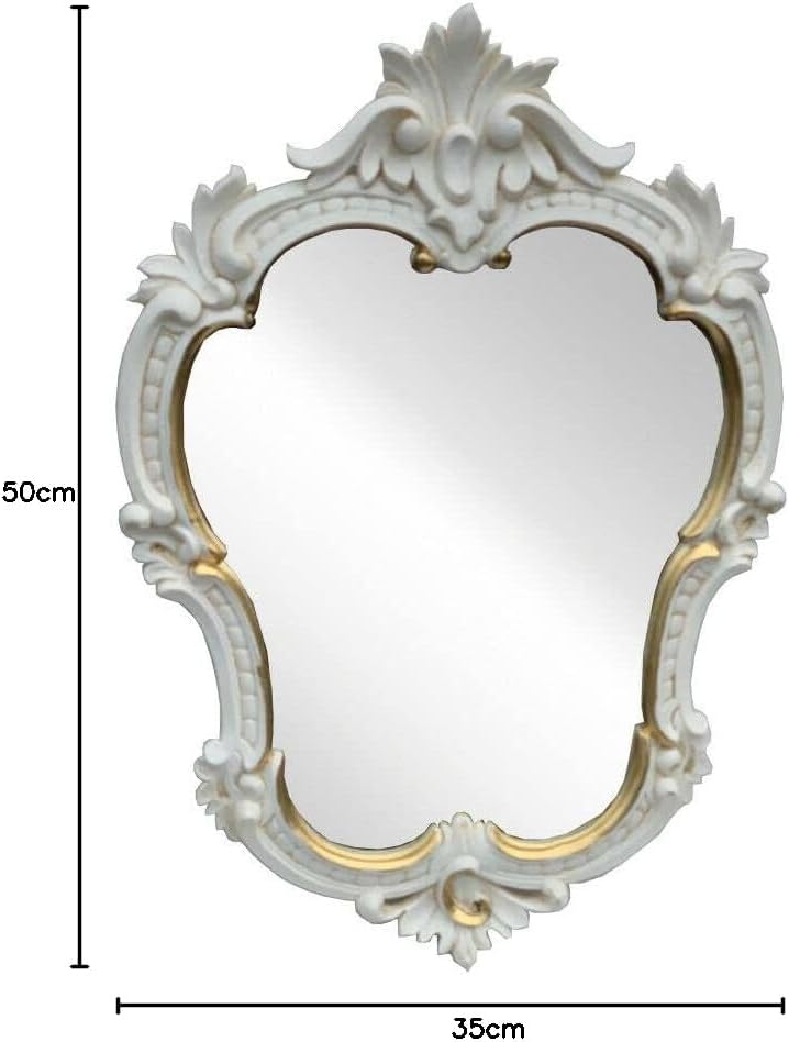 Generisch Wandspiegel Antik Oval Gold Weiss Silber Schwarz Retro Spiegel 50X35 Badspiegel Prunkspieg
