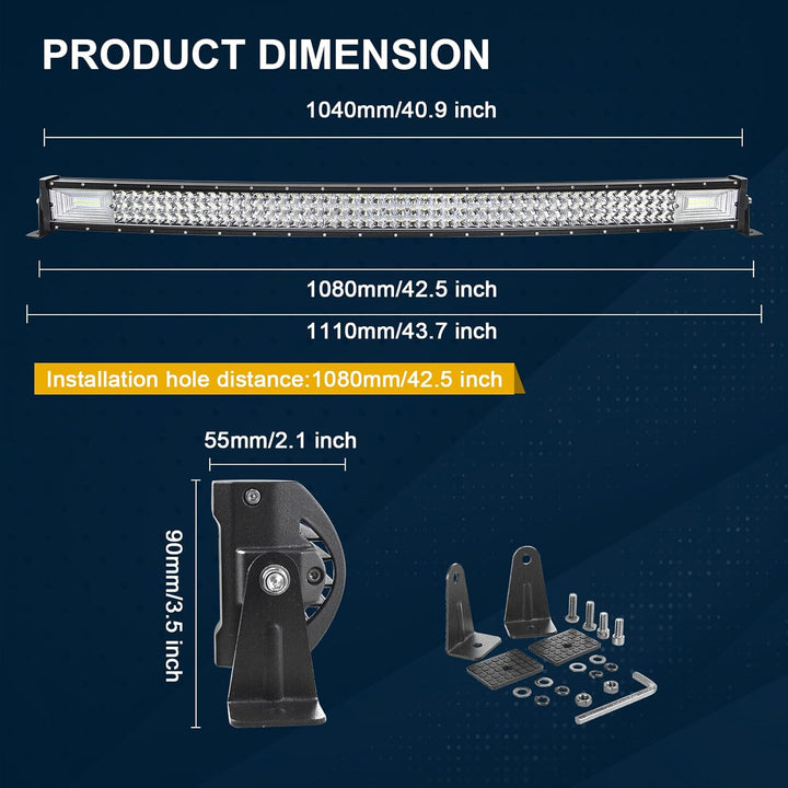 SKYWORLD Gebogen LED Arbeitsscheinwerfer Bar, 42 Zoll 106.7cm 540W Scheinwerfer Flutlicht combo Offr