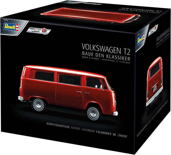 Revell Adventskalender, VW T2 Bus mit Easy-Click-System in 24 Tagen zum Modellbus, Adventskalender f