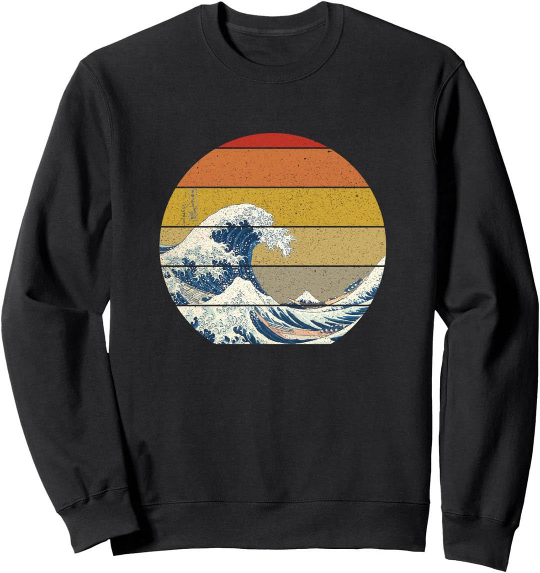 Die grosse Welle vor Kanagawa Vintage Sunset Sweatshirt
