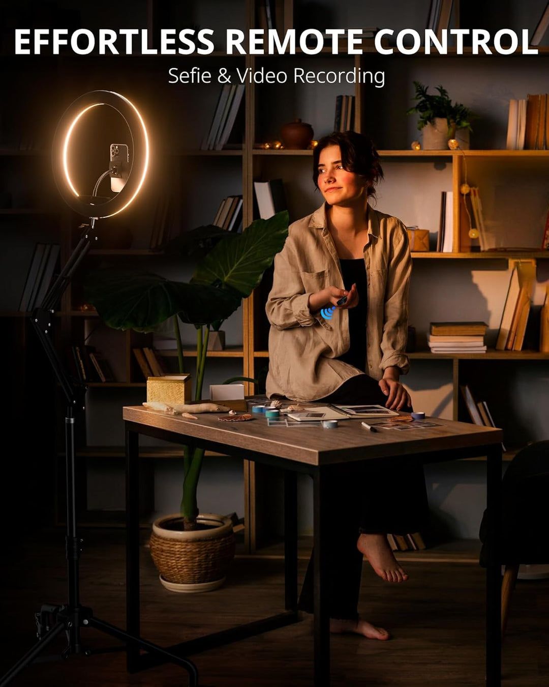 UBeesize Ringlicht mit Stativ, 12 Zoll Selfie Ringlicht Riemenscheibe Stil Verstellbarer Overhead St