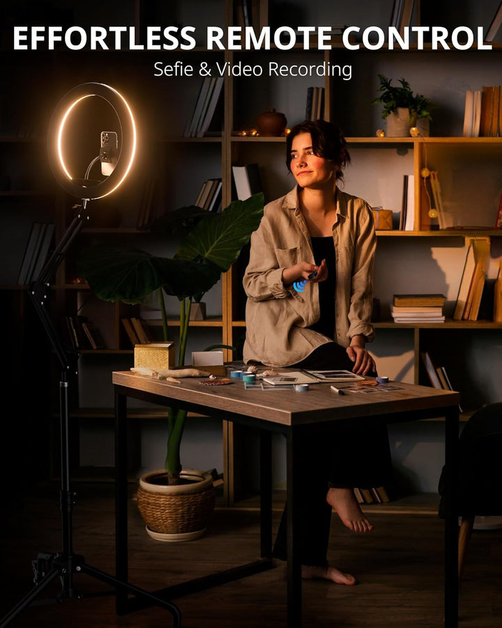 UBeesize Ringlicht mit Stativ, 12 Zoll Selfie Ringlicht Riemenscheibe Stil Verstellbarer Overhead St