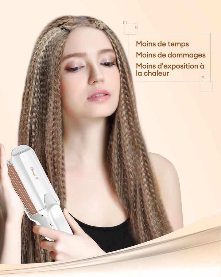 CkeyiN Kreppeisen für Haare,3 in 1 Haarglätter Glätteisen Keramik,Multistyler Glätteisen Set Wellene