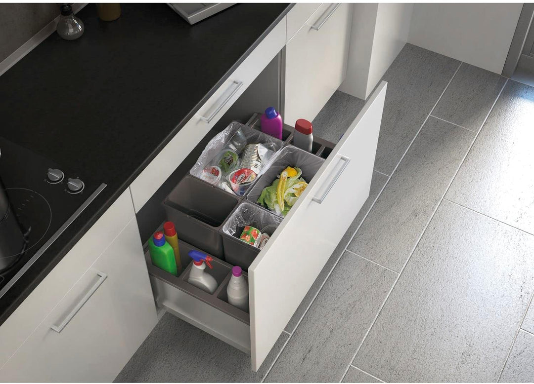 Ninka sideBOX Schubladen Ordnungssystem für Legrabox Höhe C mit 3-fächer für zusätzlichen Stauraum,