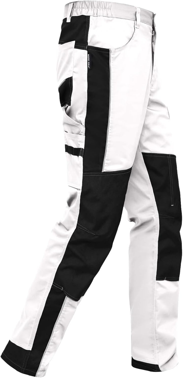 WORK IDEA Herren Stretch-Arbeitshose mit zahlreichen Taschen und Werkzeugtaschen Weiss 42, Weiss 42