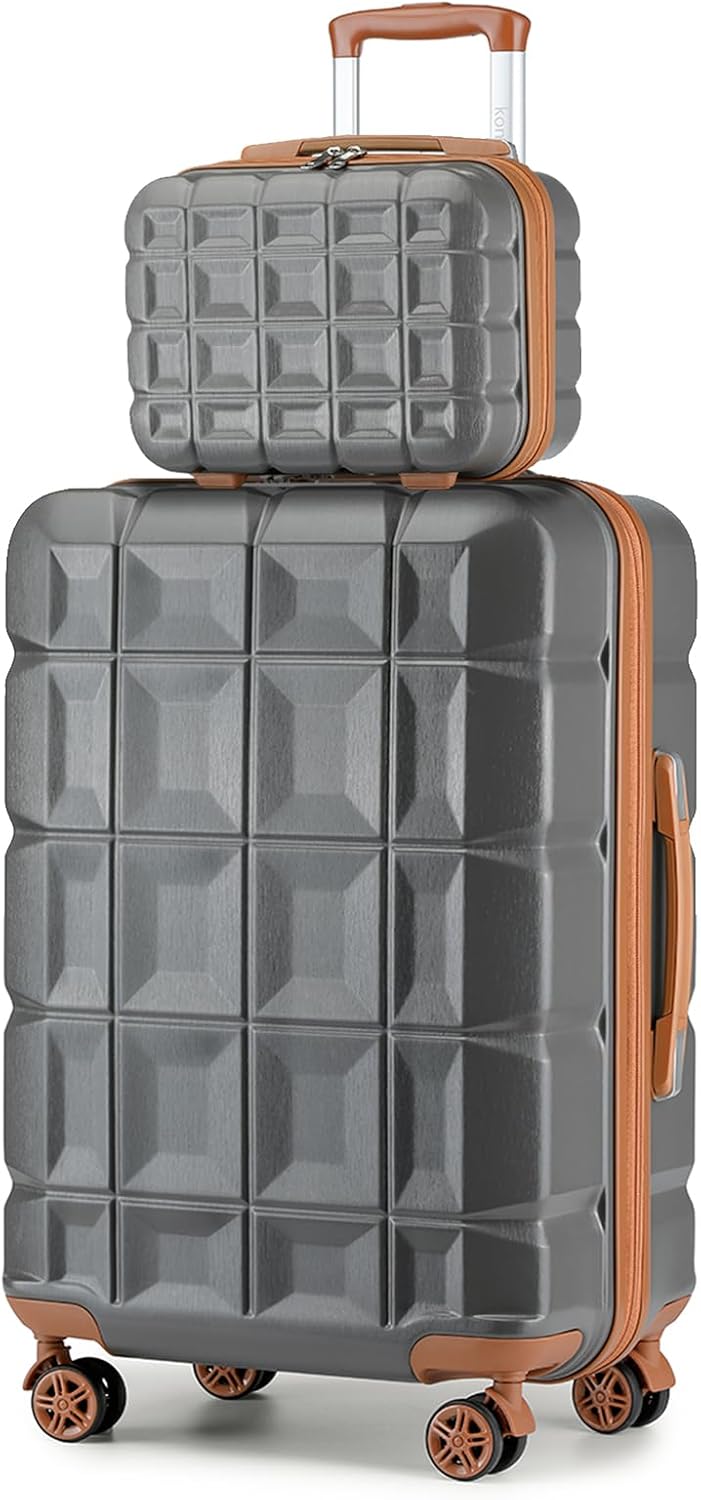 KONO Gepäck-Sets Kofferset 2 Teilig Gross Koffer mit Beautycase (72cm+Kosmetikkoffer, Grau) Grau 72c