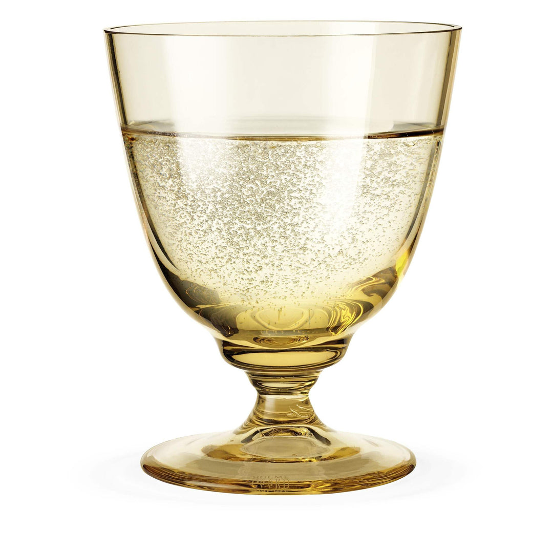 Holmegaard Glas mit Fuss 35 cl Flow aus mundgeblasenem Glas für Getränke, gelb, Gelb