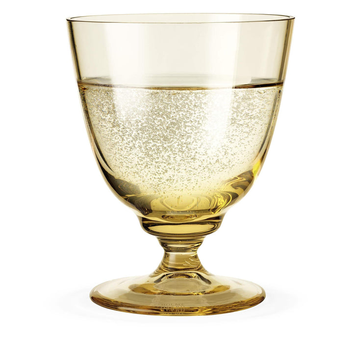 Holmegaard Glas mit Fuss 35 cl Flow aus mundgeblasenem Glas für Getränke, gelb, Gelb