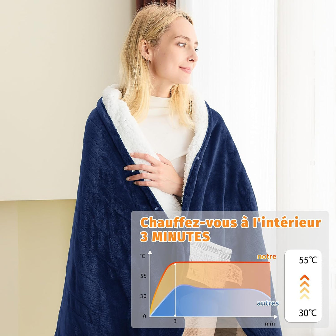 BOMOVA Heizdecke Wärmedecke mit Abschaltautomatik,Kuscheldecke flauschig Weihnachten,10 Heizstufen &