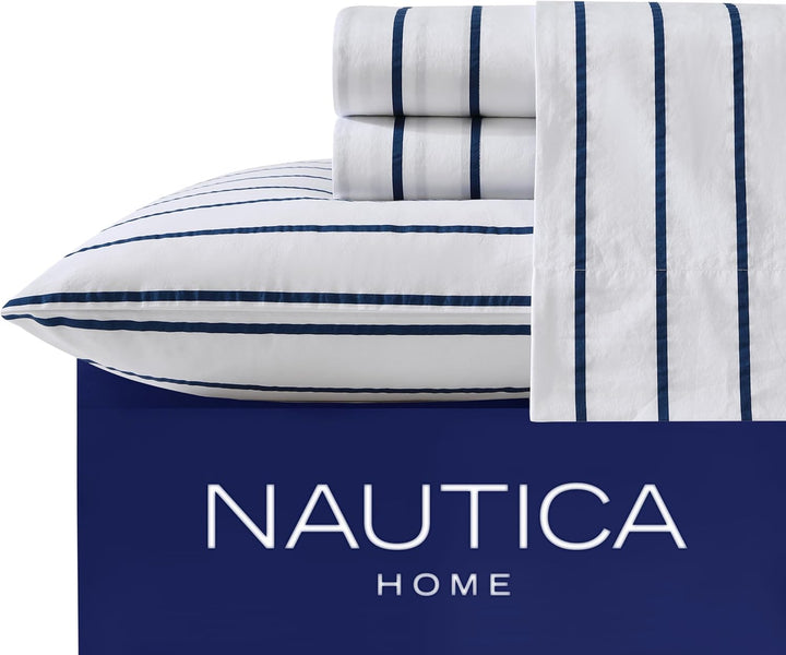 Nautica Bettwäsche-Set für Doppelbett, Baumwoll-Perkal-Bettwäsche-Set, frisch und kühl, leicht und a
