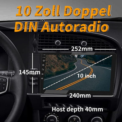 2 DIN Autoradio, 10 Zoll 1080P HD Touchscreen Car Radio mit Bluetooth, Android Autoradio mit Navi, W