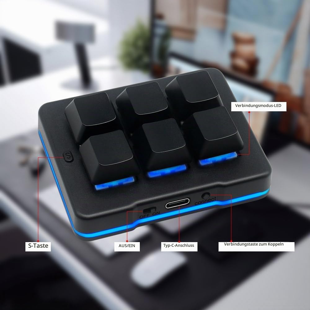 6 Tasten Mini Keypad Wireless USB Mechanische Gaming Makro Tastatur Customized Programmierbare OSU T