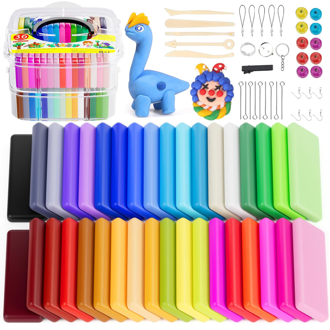 iFergoo Polymer Clay 36 Farben Knete Soft Set, Nontoxic DIY Oven Bake Modellierung Ton Kit mit 5 Mod