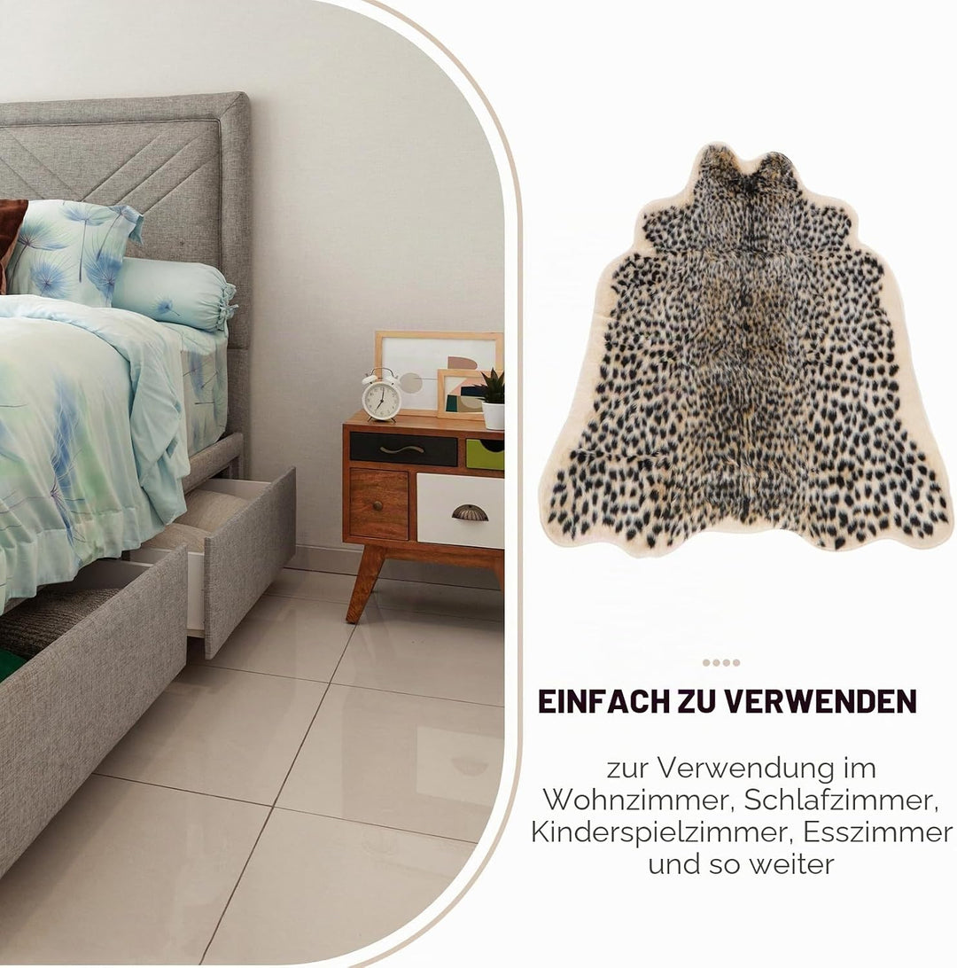 Amosfun Leoparden-Print, Kunst-Plüsch-Teppich mit Leopardenmuster, Fussmatte für Zuhause, Büro, Wohn