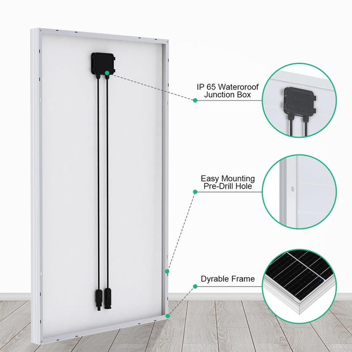 ECO-WORTHY Monokristallines Solarpanel Solarzelle kit 170W enthält 12V Solarmodul + 30 A Solarladere