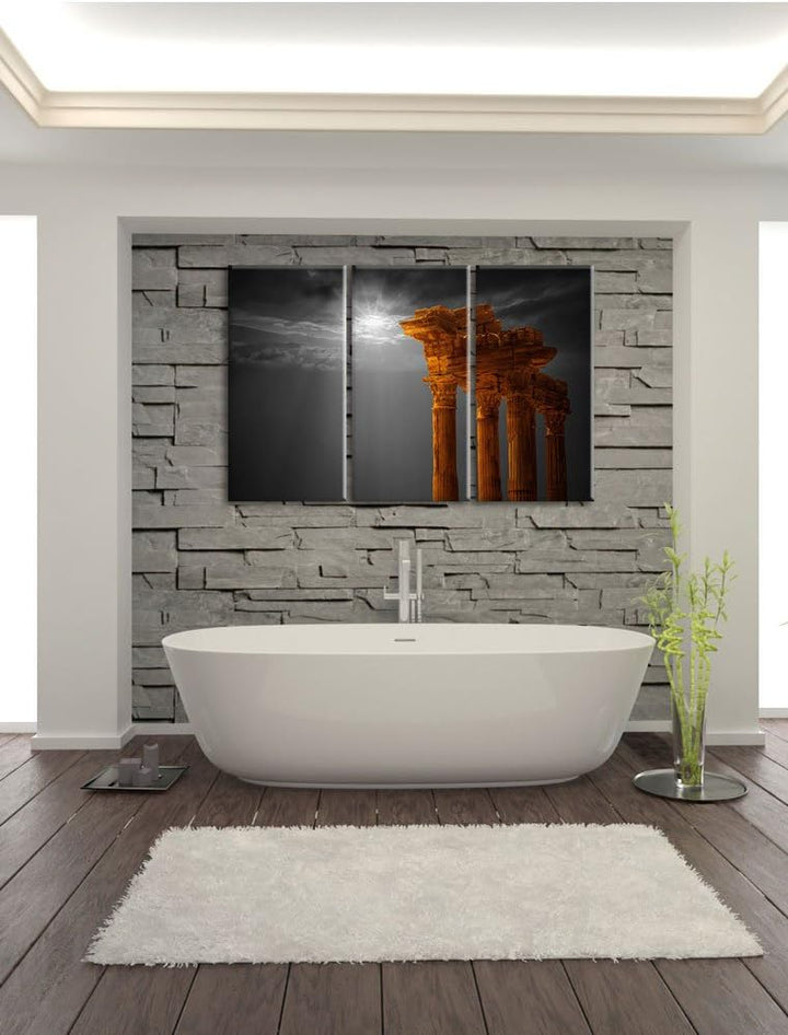 Pixxprint Antiker Apollontempel als Leinwandbild/Grösse: 3 Teilig (120x80 cm) cm/Wandbild/Kunstdruck