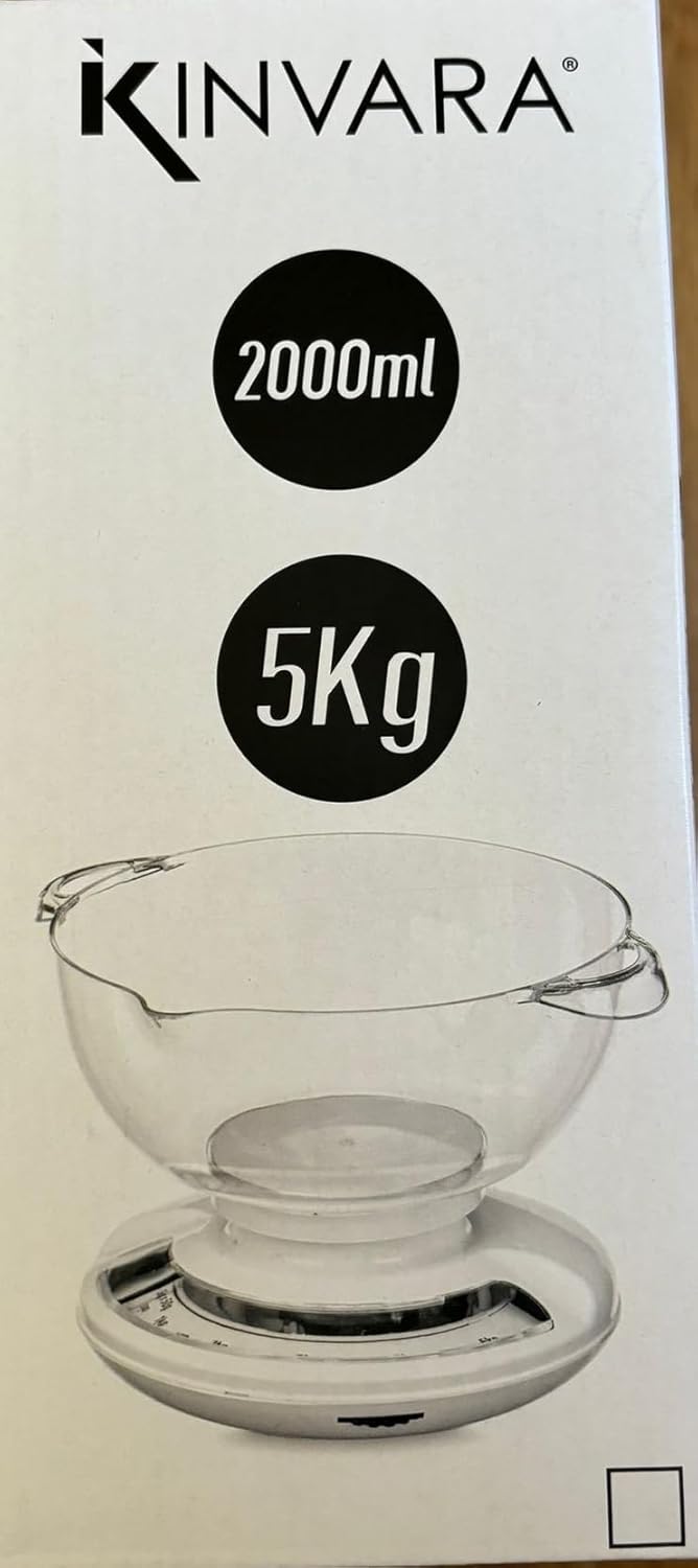 Mechanische Küchenwaage mit 2-Liter-Messbehälter, Kapazität bis zu 5 kg, analoge Waage, leicht zu le