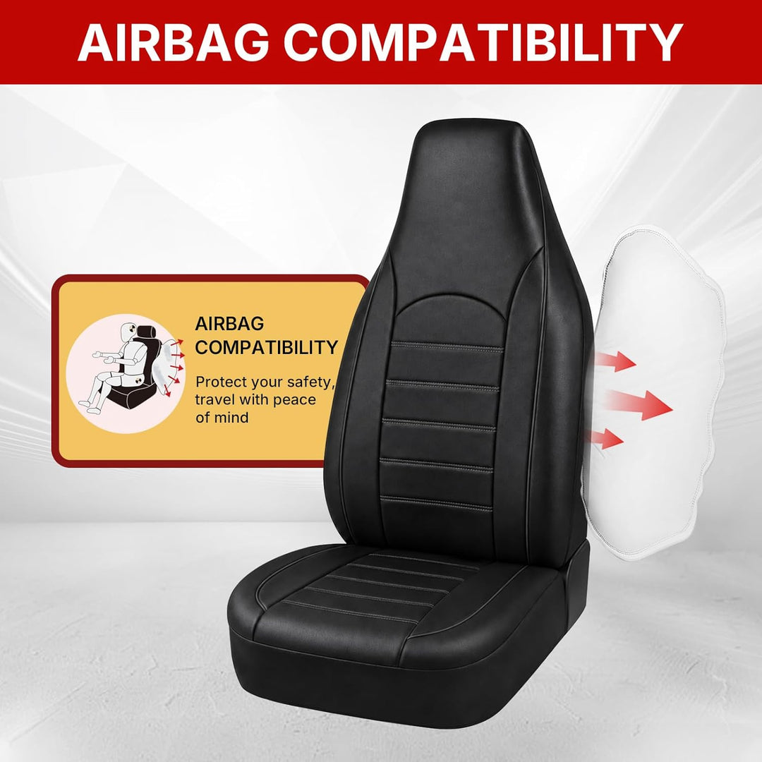 AUTOYOUTH Universal Vordersitzbezüge, wasserdicht, PU-Leder, Schwarz, Airbag-kompatibel, Paar, für S