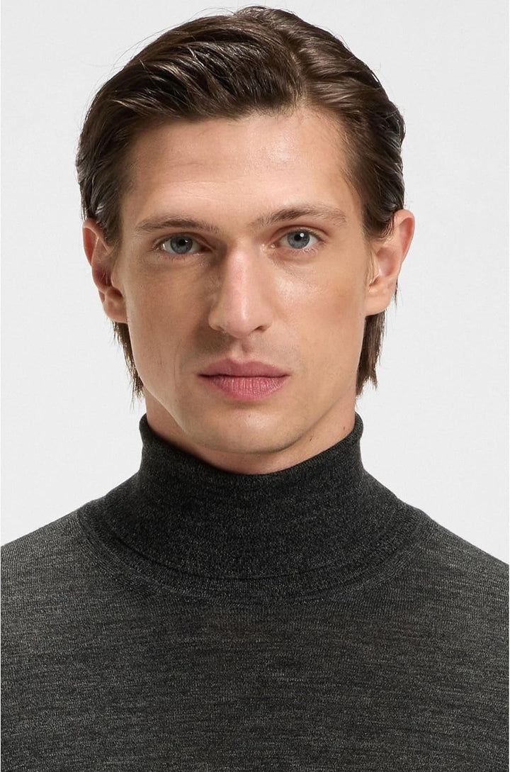 BOSS Rollkragenpullover MUSSO Langarm Strick anthrazit XL Anthrazit, XL Anthrazit