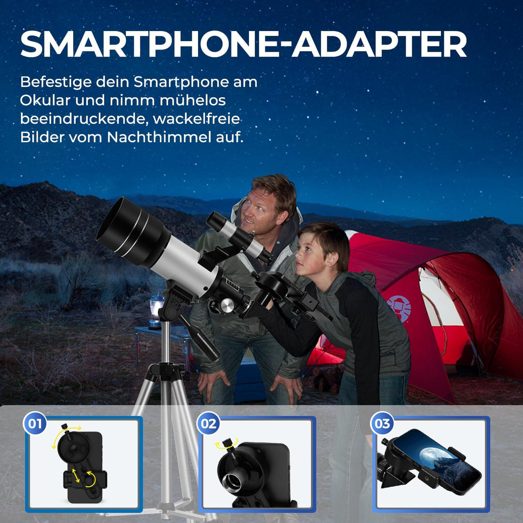 ESAKO Teleskop für Kinder & Einsteiger, 70mm Blende Tragbares Teleskop Astronomisches Linsenteleskop
