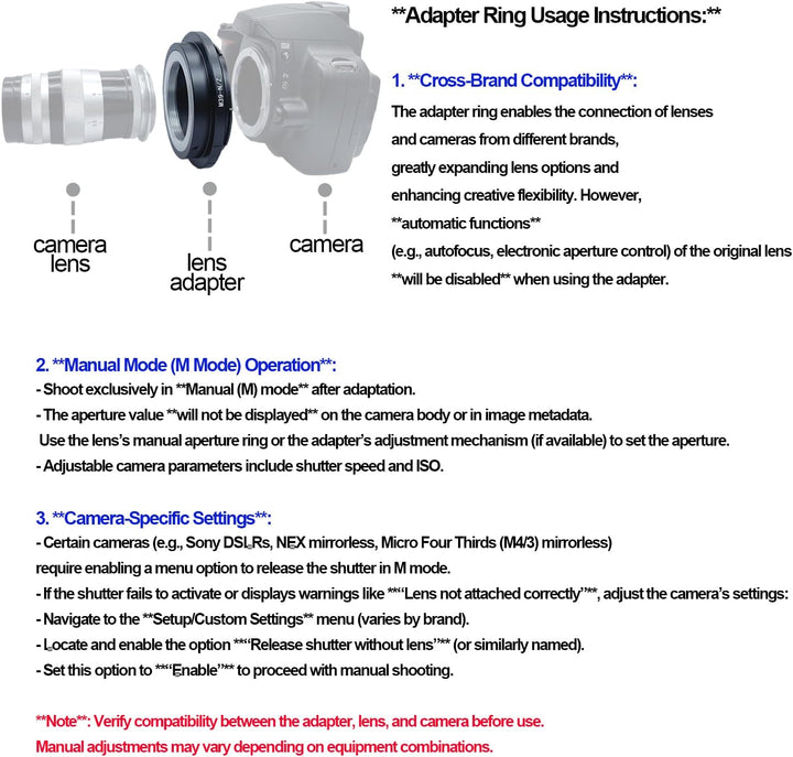 M39-Niko Z Objektivadapter Adapterring,für Leica L39 M39 39mm Objektiv Kompatibel für Nikon Z 7 und
