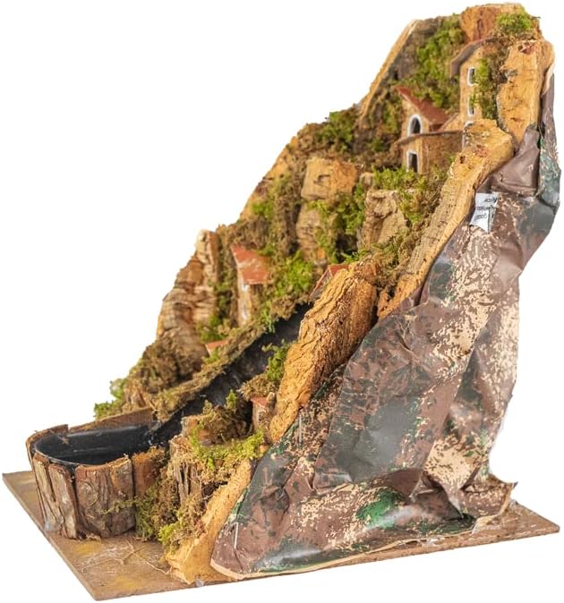 Dorf mit zentralem Bach für Krippe mit Häusern 20 x 14 x 20 cm (7,87 x 5,51 x 7,87 Zoll), hergestell