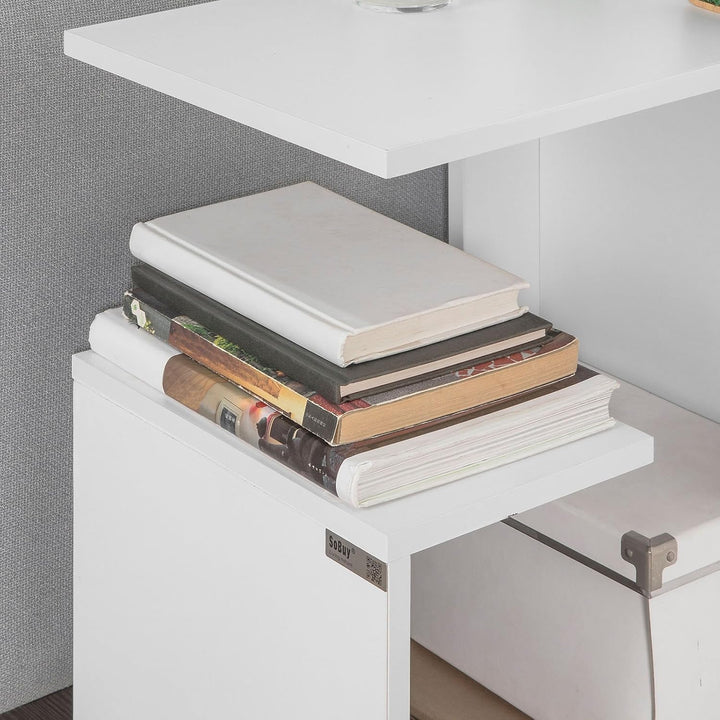 SoBuy FBT69-W Beistelltisch mit 3 Ablagen Couchtisch Kaffeetisch Sofatisch weiss BHT