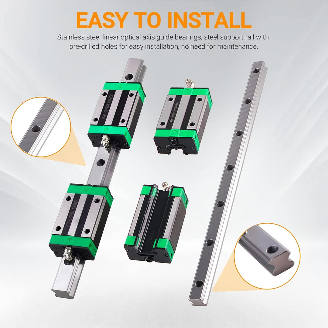 CNCYEAH HGR20 Linearführung set 2 Stücke HGR20-400 mm Linearführungsschiene + 4 Stück HGH20 Gleitblo