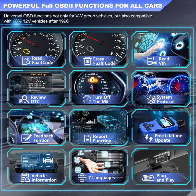 AUTOPHIX V007 OBD2 Diagnosegerät Kompatibel mit VAG mit Motor ABS Airbag Getriebe löschen Fehlercode