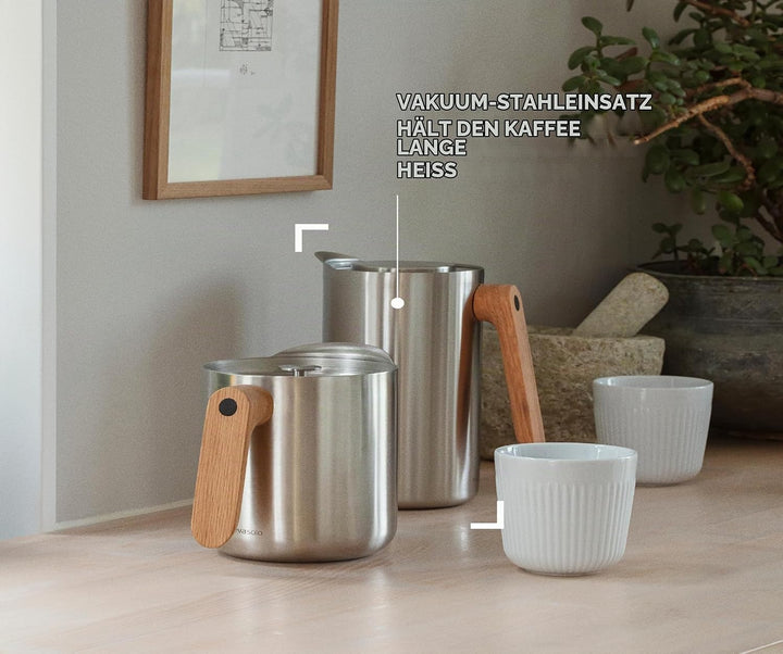 EVA SOLO | Isolierkanne 1,0l Nordic Kitchen Edelstahl | Der Vakuumstahleinsatz hält den Kaffee sehr