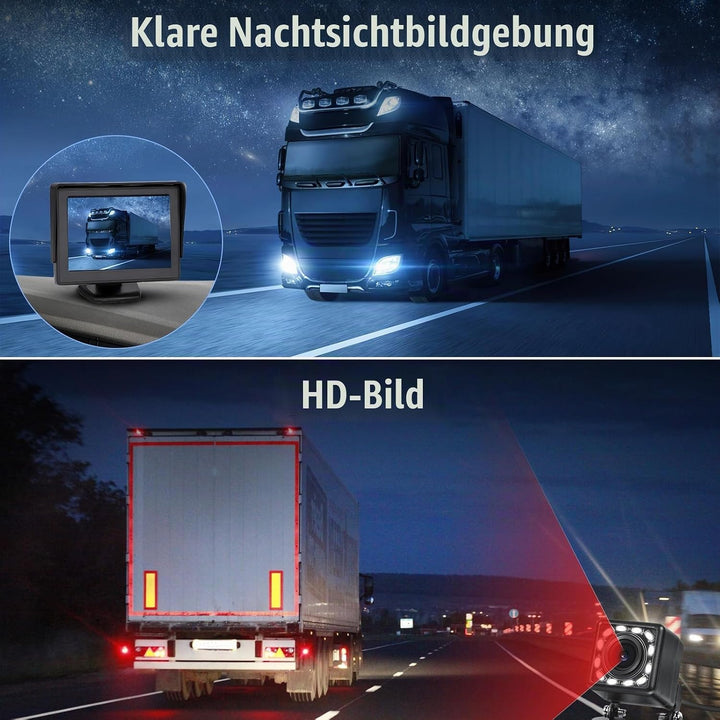 Hikity Rückfahrkamera Auto mit LCD Monitor 4.3 Zoll Rückfahrkamera Kit Nachtsicht IP66 Wasserdicht m