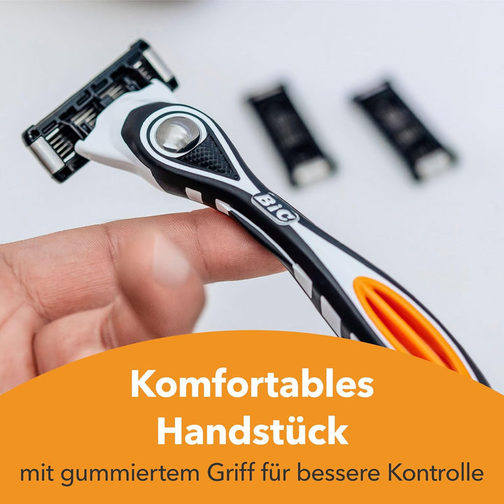BIC Hybrid 5 Flex Rasierer Herren, Nassrasierer mit 10 Wechselklingen mit je 5 Klingen, mit Aloe Ver