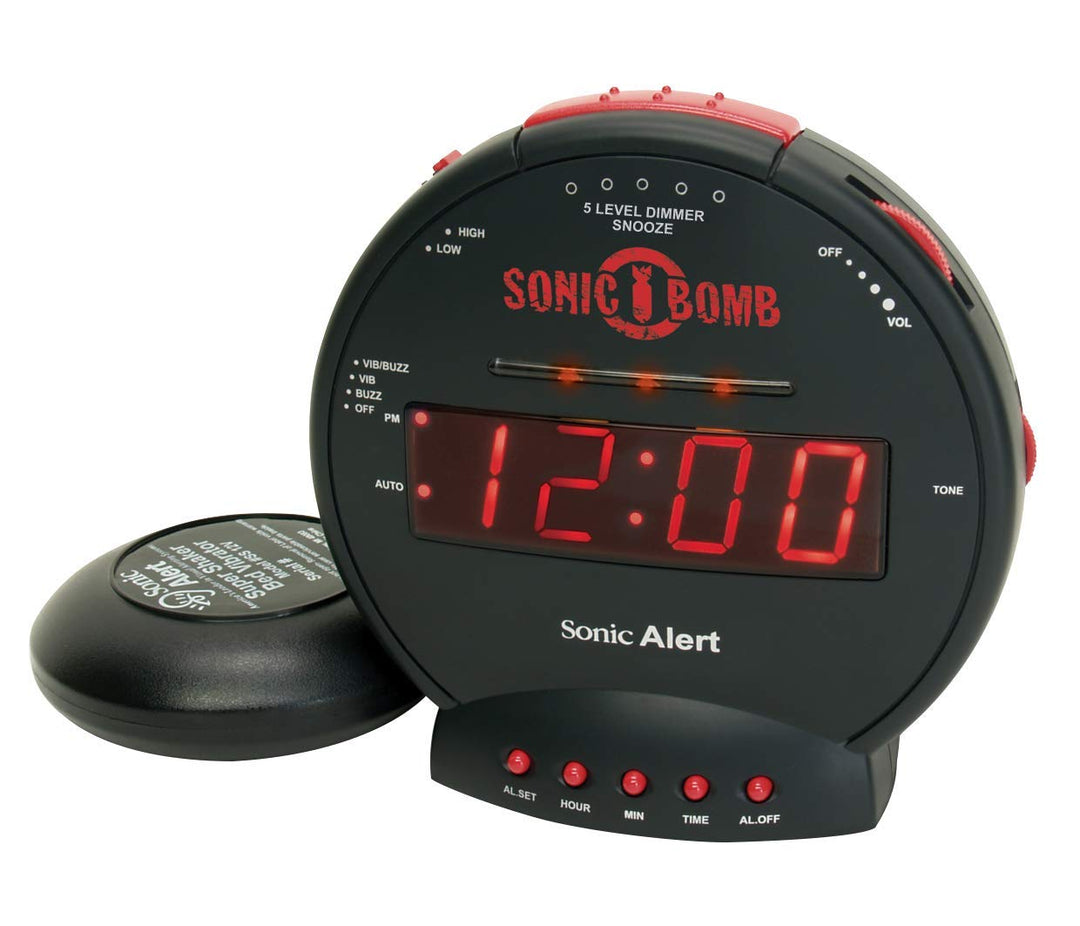 Geemarc Sonic Bomb - Wecker mit superstarkem Alarm, Vibrationskissen und Schlummerfunktion - Für Hör