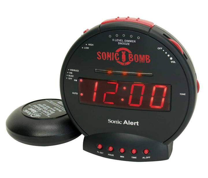 Geemarc Sonic Bomb - Wecker mit superstarkem Alarm, Vibrationskissen und Schlummerfunktion - Für Hör