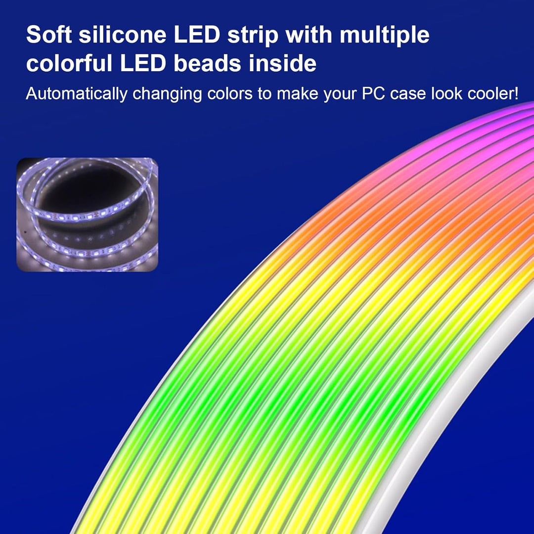RGB-LED-Streifen, Neon-Silikonkabel, 24 Pins, Abdeckung für Motherboards, für Grafikkarte, Computer,