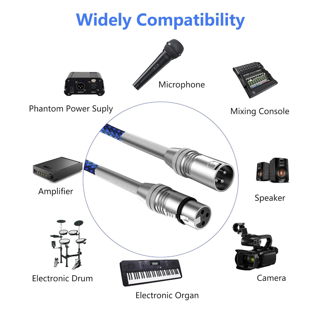 XLR Kabel,3 Pin XLR Mikrofonkabel,Metallfeder XLR Stecker auf Buchse kabel,für Studioaufnahmen, Audi