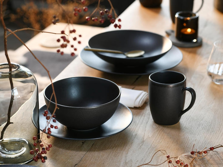CreaTable, 23146, Serie SOFT TOUCH BLACK, Geschirrset, Kombiservice 20 teilig