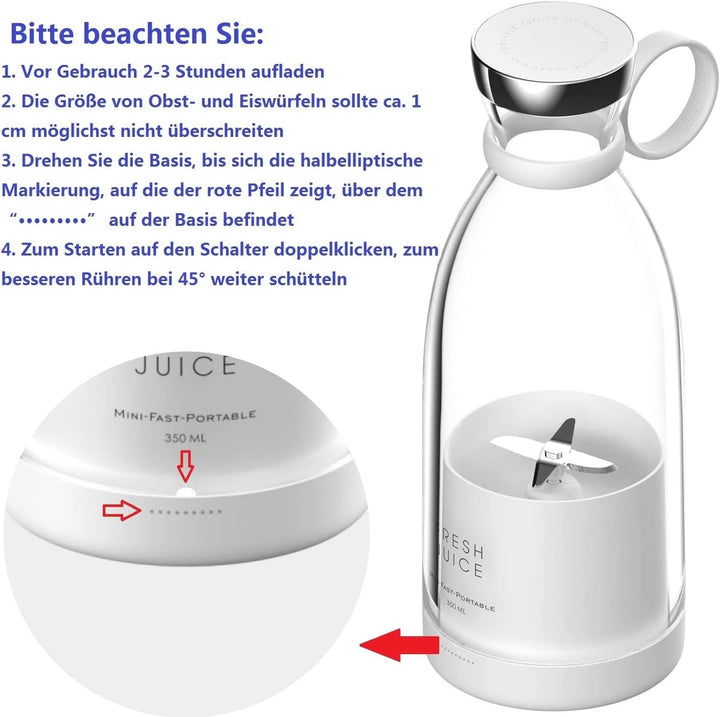 Blender Smoothie Makers, 350ml Tragbarer Mixer Mini Jug Blenders, Multifunktionaler persönlicher Mix