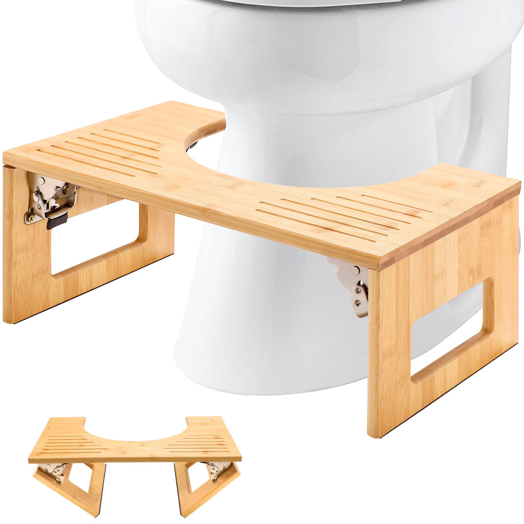 MallKing Toilettenhocker Erwachsene aus Bambus, Klohocker, Kackhocker, 7 Zoll, Toilettenhocker Klapp