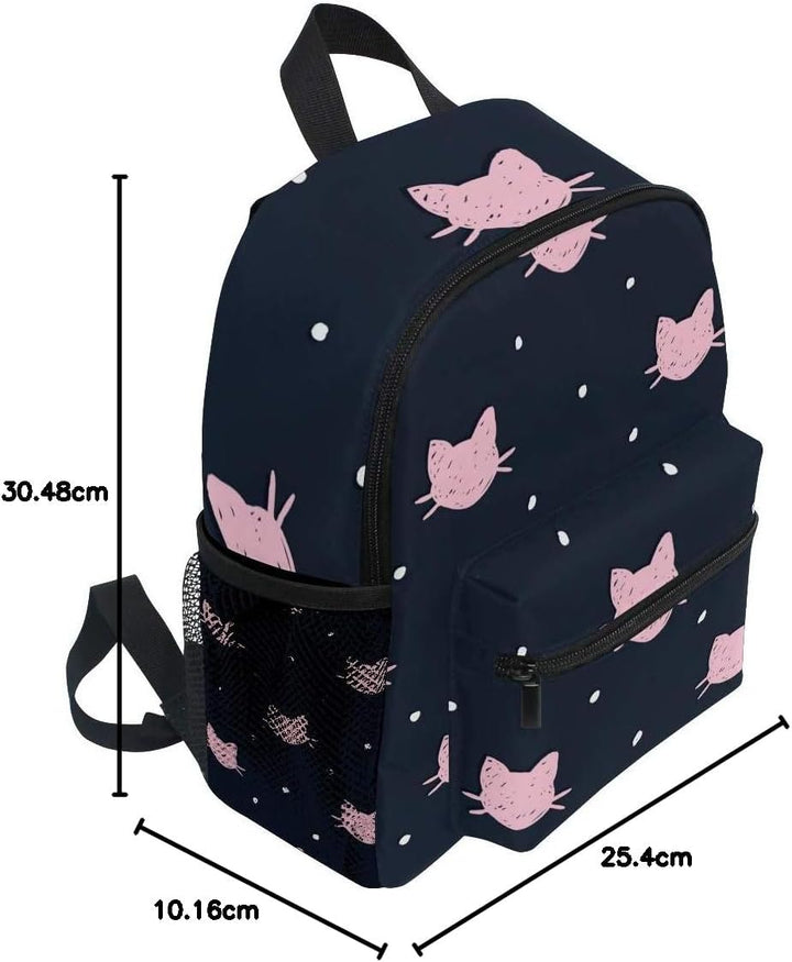 Kinderrucksack Pink Cat Polka Dot Navy Kindergarten Kindergartentasche für Kleinkinder Mädchen Junge