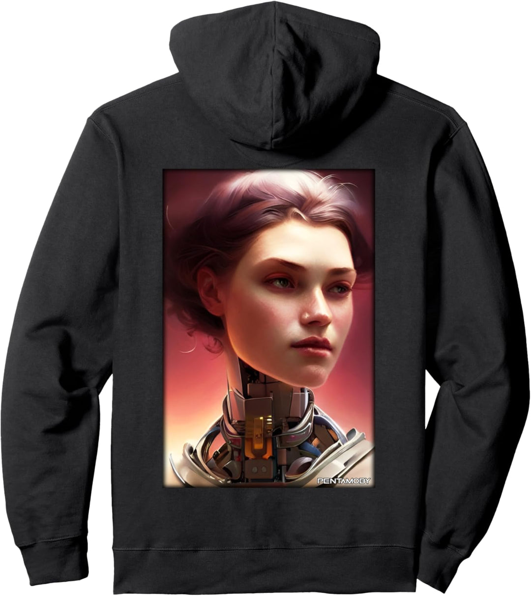 Roboter Zukunft Technologie Wissenschaft Frau Retro Vintage Pullover Hoodie