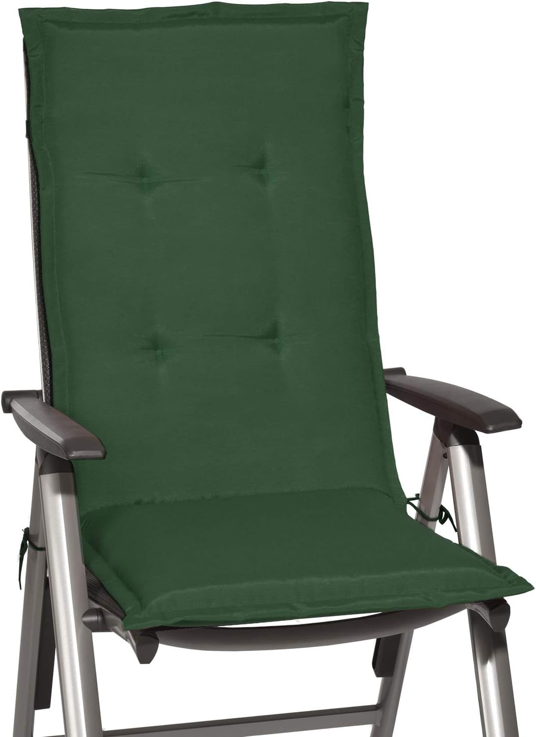 Beautissu 2er Set Gartenstuhlauflage für Hochlehner mit Schaumkern Füllung | 120x50x6cm Dunkelgrün w