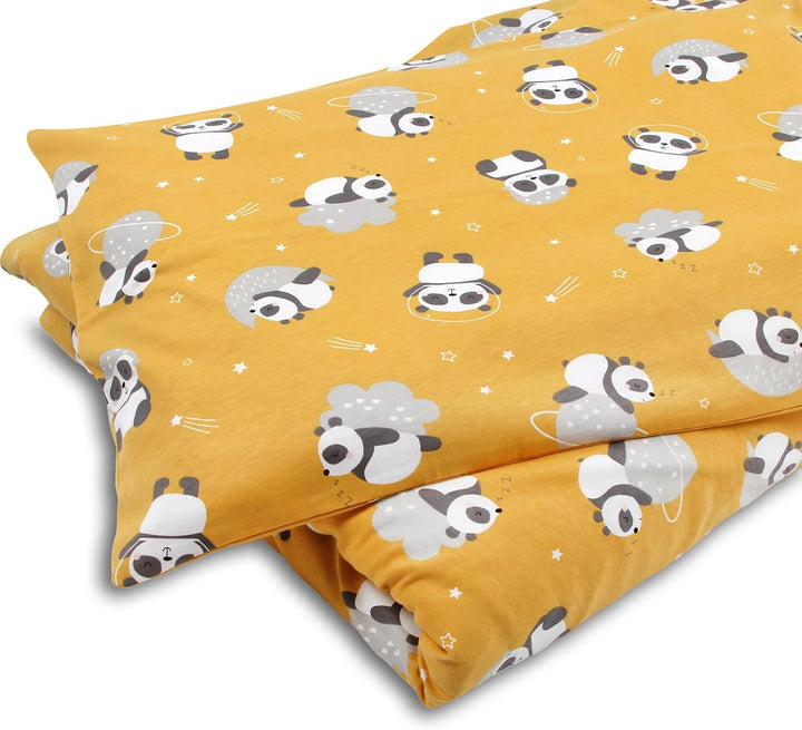 schlummersack Kinder Bettwäsche Set 100x135 Panda aus 100% Baumwolle, Wendbar, mit Reissverschluss,
