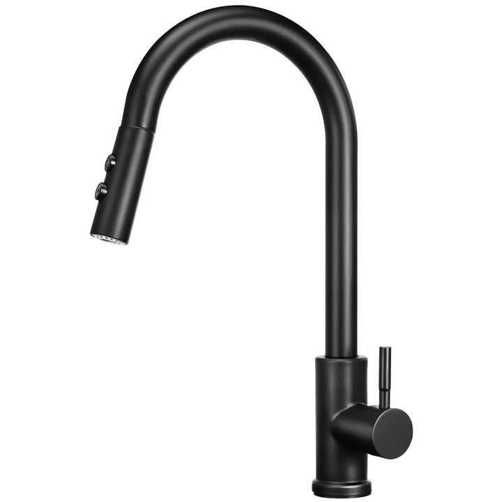 Wasserhahn Küche Schwarz Ausziehbare Küchenarmatur mit 50 cm Brauses chlauch – 360° Drehbar, 2 Sprüh