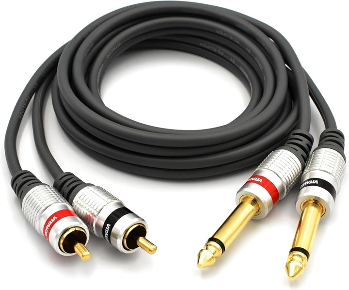 Cinch auf 6.3mm Klinke Kabel 3m Vitalco 2X Male Chinch Stecker zu 2X Grosse Klinke Mono Audio Adapte